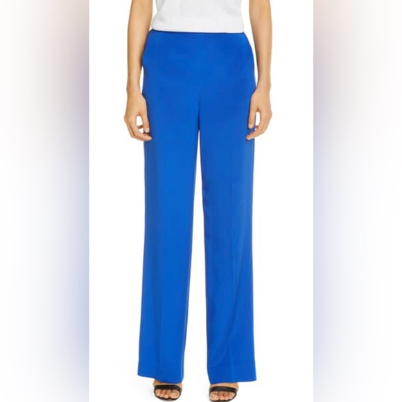 NWT!!! St. John Vivid Blue High Waist Silk Dress Pants XL with Pockets K830W71 - Picture 2 of 16
